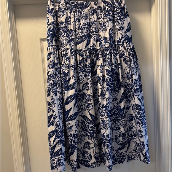 Ricki's Blue and White Smocked A-Line Midi Skirt - Picture 1 of 5